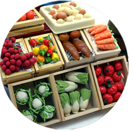 polymerclay made models of fruits and vegetables